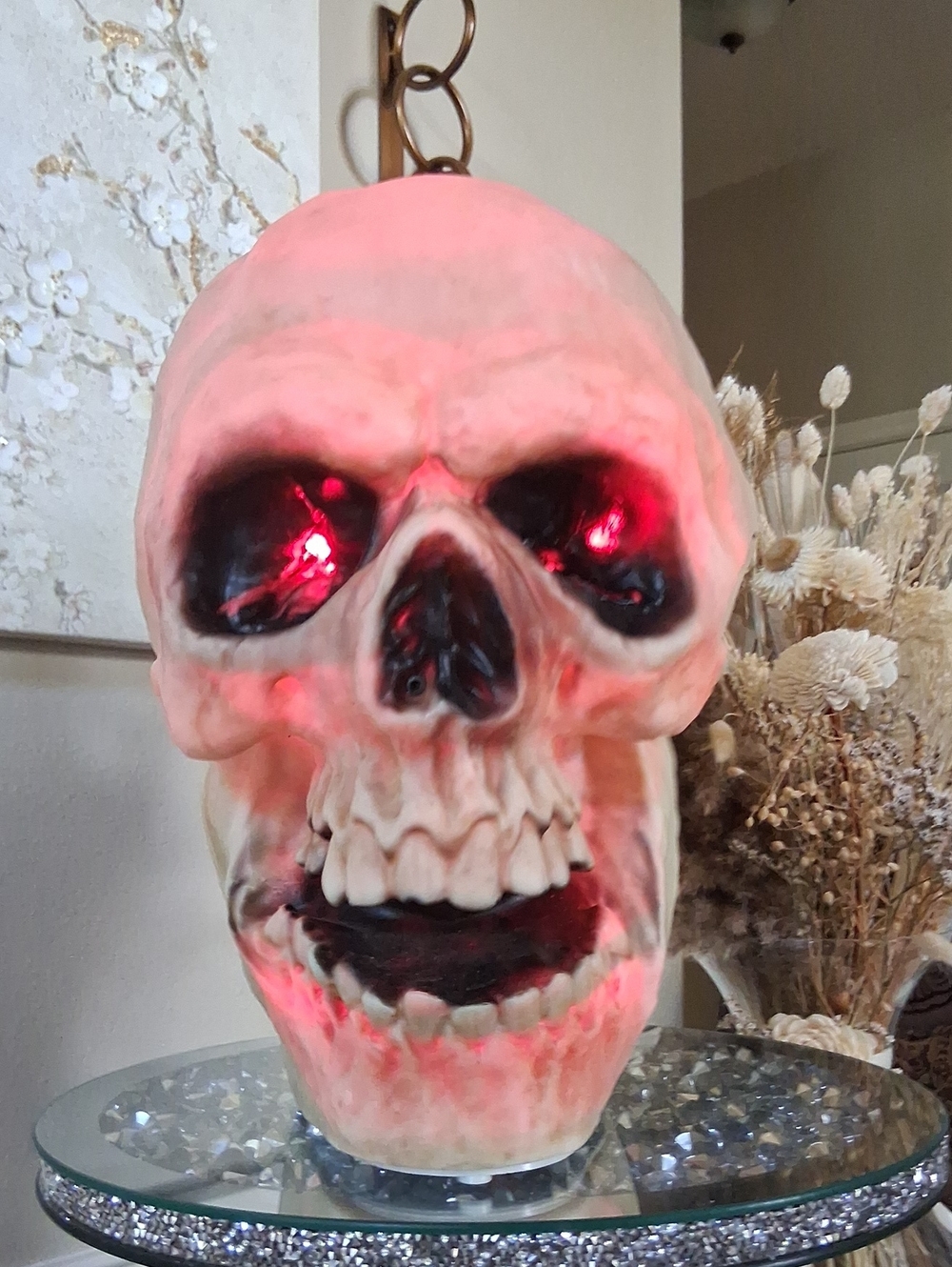 Halloween Animatronic Talking Skull Head Led Home Accent Horror 12"